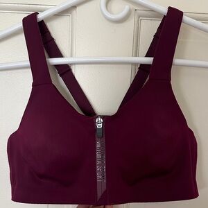 Victoria's Secret Knockout Ultra Max Burgundy Front-Zip Sports Bra Size 34B
